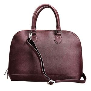 DANIER BURGUNDY SAFFIANO LEATHER TOP HANDLE CROSS BODY HANDBAG PURSE NEW